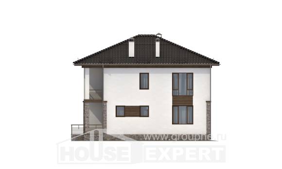 170-005-П Проект двухэтажного дома, скромный коттедж из твинблока Анапа, House Expert