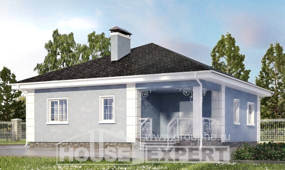 100-001-П Проект одноэтажного дома, уютный загородный дом из твинблока Анапа, House Expert