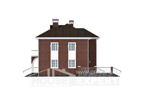 180-006-Л Проект двухэтажного дома и гаражом, уютный домик из кирпича Анапа, House Expert