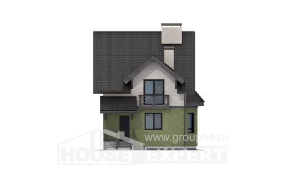 120-003-П Проект двухэтажного дома с мансардой, уютный загородный дом из газосиликатных блоков Анапа, House Expert