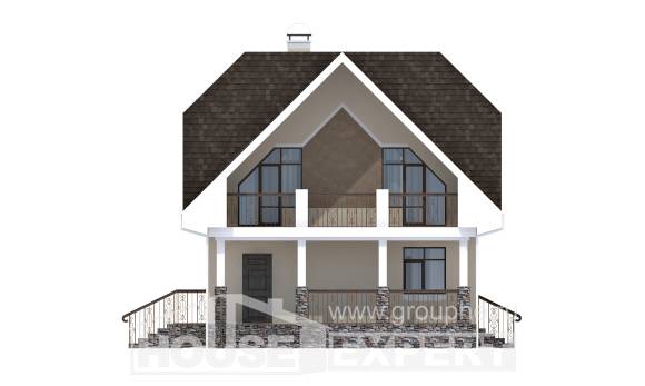 125-001-Л Проект двухэтажного дома с мансардой, классический коттедж из газобетона Анапа, House Expert