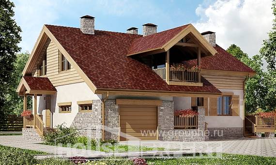 165-002-П Проект двухэтажного дома мансардой, гараж, красивый коттедж из арболита Анапа, House Expert