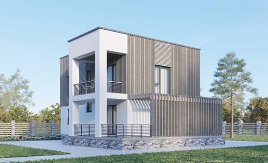150-017-П Проект двухэтажного дома, скромный загородный дом из блока Анапа | Проекты домов от House Expert