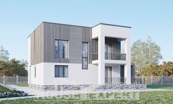150-017-П Проект двухэтажного дома, небольшой домик из твинблока Анапа, House Expert