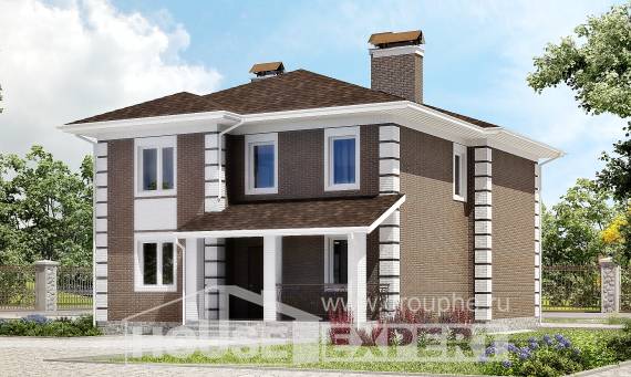 185-002-П Проект двухэтажного дома, простой коттедж из теплоблока Анапа, House Expert