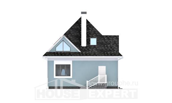 110-001-Л Проект двухэтажного дома мансардой, скромный коттедж из керамзитобетонных блоков Анапа, House Expert