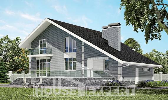 190-006-Л Проект двухэтажного дома с мансардой, гараж, классический домик из арболита Анапа, House Expert