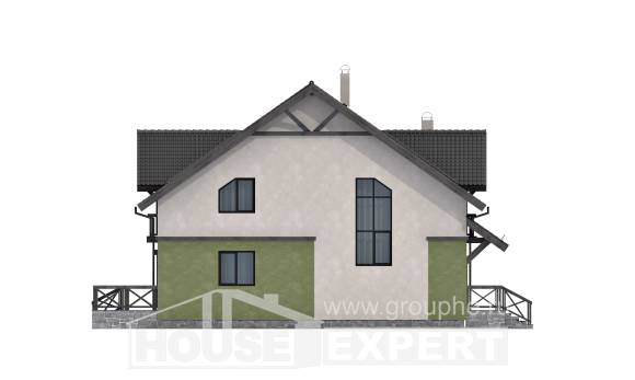 120-003-П Проект двухэтажного дома мансардой, компактный домик из пеноблока Анапа, House Expert