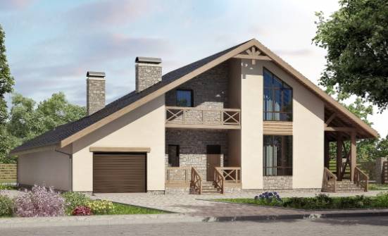 265-001-Л Проект двухэтажного дома мансардой и гаражом, большой загородный дом из пеноблока Анапа | Проекты домов от House Expert