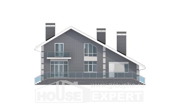 190-006-Л Проект двухэтажного дома с мансардой и гаражом, просторный домик из твинблока Анапа, House Expert