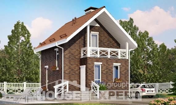 045-001-Л Проект двухэтажного дома с мансардным этажом, простой загородный дом из бризолита Анапа, House Expert