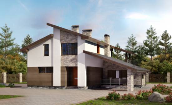 200-010-П Проект двухэтажного дома с мансардой и гаражом, современный дом из блока Анапа | Проекты домов от House Expert