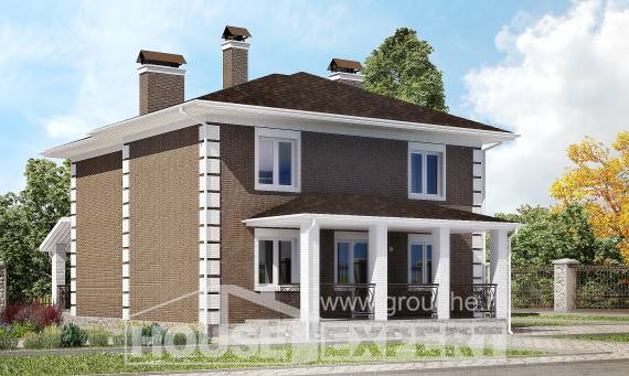 185-002-П Проект двухэтажного дома, скромный дом из блока Анапа, House Expert