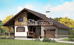 220-005-П Проект двухэтажного дома мансардный этаж и гаражом, средний коттедж из кирпича Анапа, House Expert