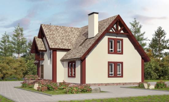 300-008-Л Проект двухэтажного дома с мансардой и гаражом, огромный загородный дом из пеноблока Анапа | Проекты домов от House Expert