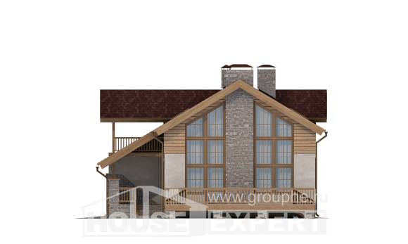 165-002-П Проект двухэтажного дома мансардный этаж, гараж, компактный дом из газобетона Анапа, House Expert