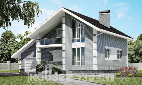 190-006-Л Проект двухэтажного дома с мансардным этажом и гаражом, средний загородный дом из блока Анапа, House Expert