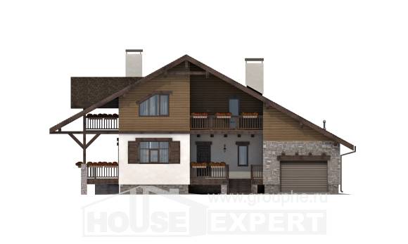 220-005-П Проект двухэтажного дома с мансардой и гаражом, красивый домик из кирпича Анапа, House Expert