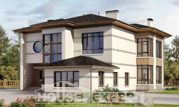 345-001-П Проект двухэтажного дома, классический загородный дом из пеноблока Анапа, House Expert