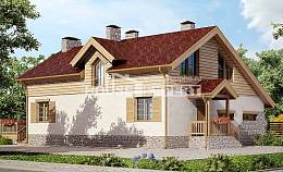 165-002-П Проект двухэтажного дома с мансардным этажом и гаражом, простой коттедж из бризолита Анапа, House Expert