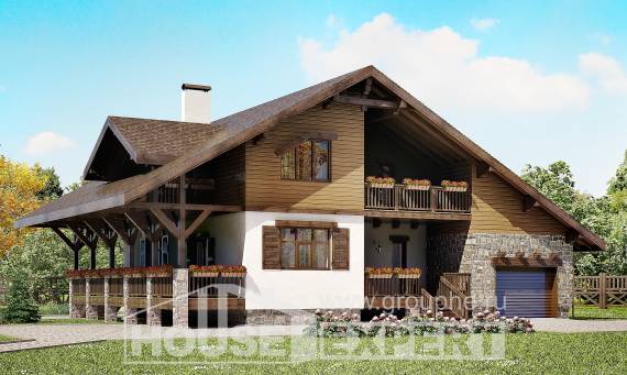 220-005-П Проект двухэтажного дома с мансардным этажом и гаражом, современный домик из кирпича Анапа, House Expert