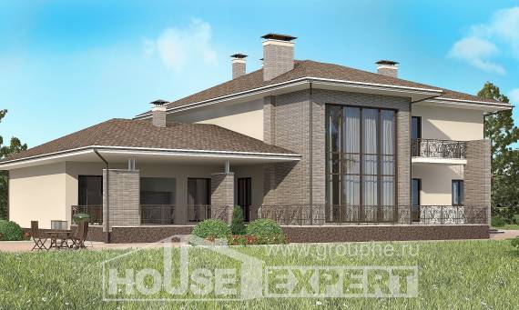 500-001-П Проект трехэтажного дома и гаражом, просторный домик из кирпича Анапа, House Expert