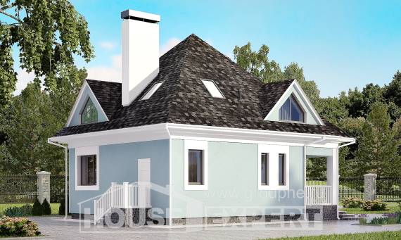 110-001-Л Проект двухэтажного дома с мансардой, экономичный коттедж из блока Анапа, House Expert