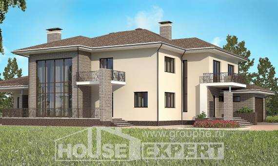 500-001-П Проект трехэтажного дома и гаражом, огромный домик из кирпича Анапа, House Expert
