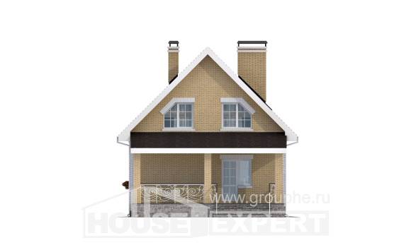 130-004-П Проект двухэтажного дома мансардный этаж, экономичный домик из теплоблока Анапа, House Expert