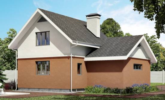 120-002-Л Проект двухэтажного дома мансардой, гараж, бюджетный дом из поризованных блоков Анапа | Проекты домов от House Expert