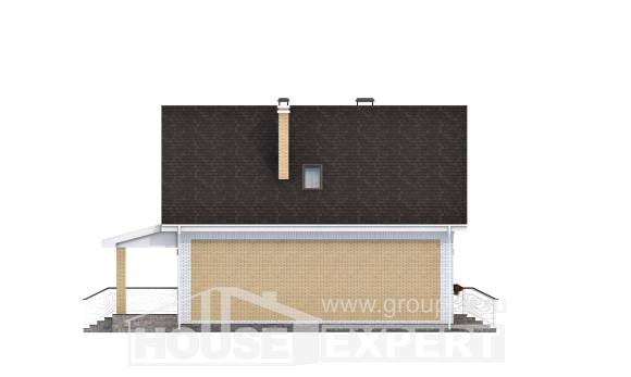 130-004-П Проект двухэтажного дома мансардный этаж, недорогой дом из блока Анапа, House Expert