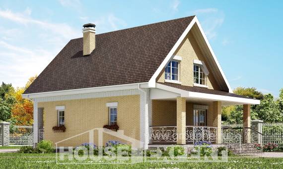 130-004-П Проект двухэтажного дома мансардный этаж, бюджетный коттедж из арболита Анапа, House Expert