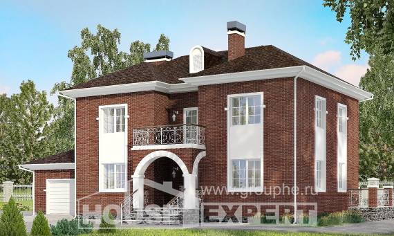 180-006-Л Проект двухэтажного дома и гаражом, простой загородный дом из кирпича Анапа, House Expert