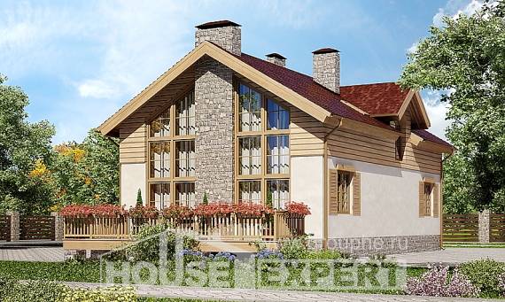 165-002-П Проект двухэтажного дома с мансардным этажом, гараж, простой коттедж из бризолита Анапа, House Expert